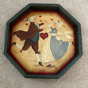 Hand painted Folk Art Octagonal Wooden Tray. Commemorating the Era of 1979.